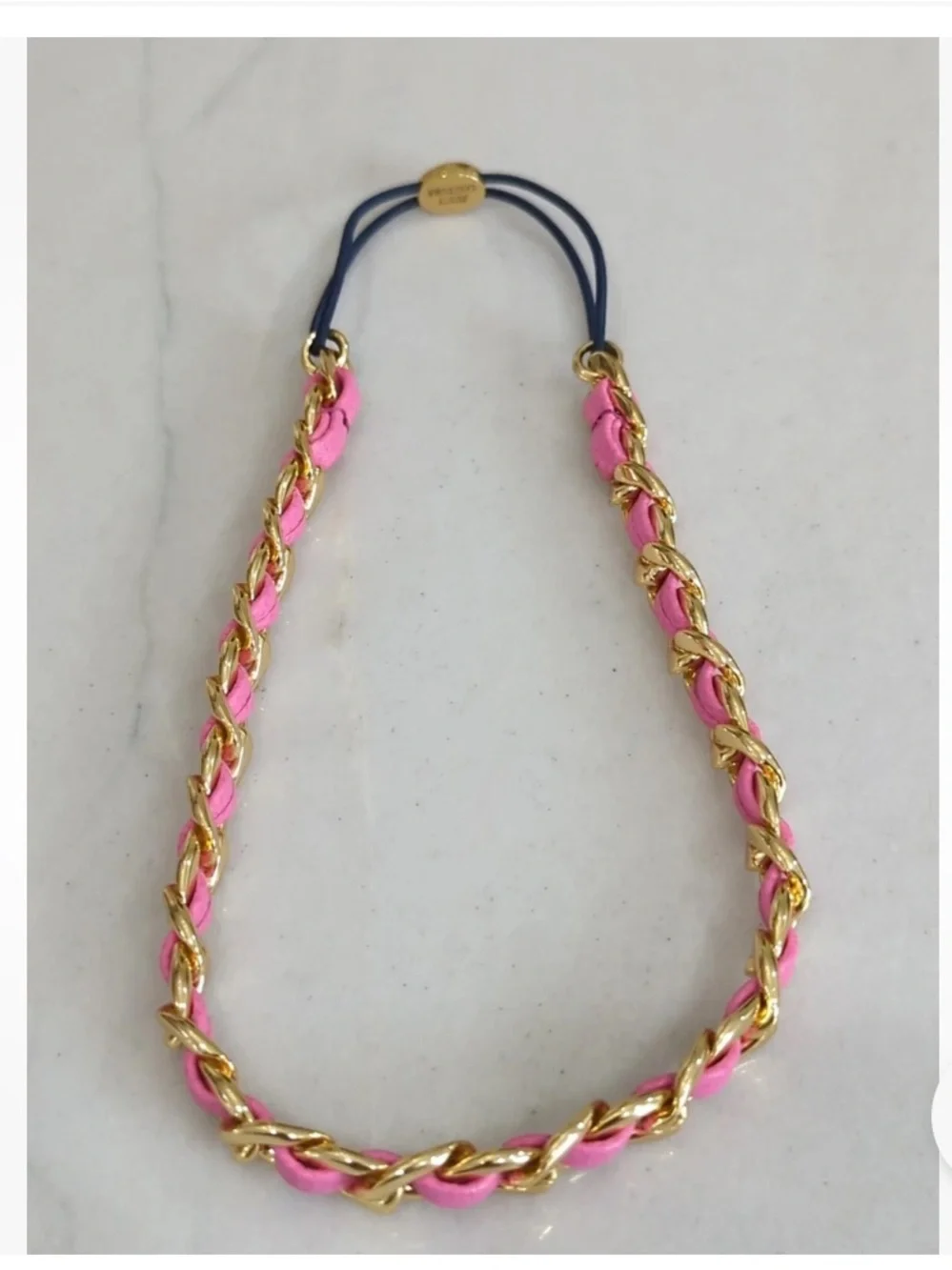 Juicy Couture Pink and Gold Braided Chain Headband